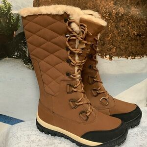 BearPaw Brown Winter Boots with Cream Fur